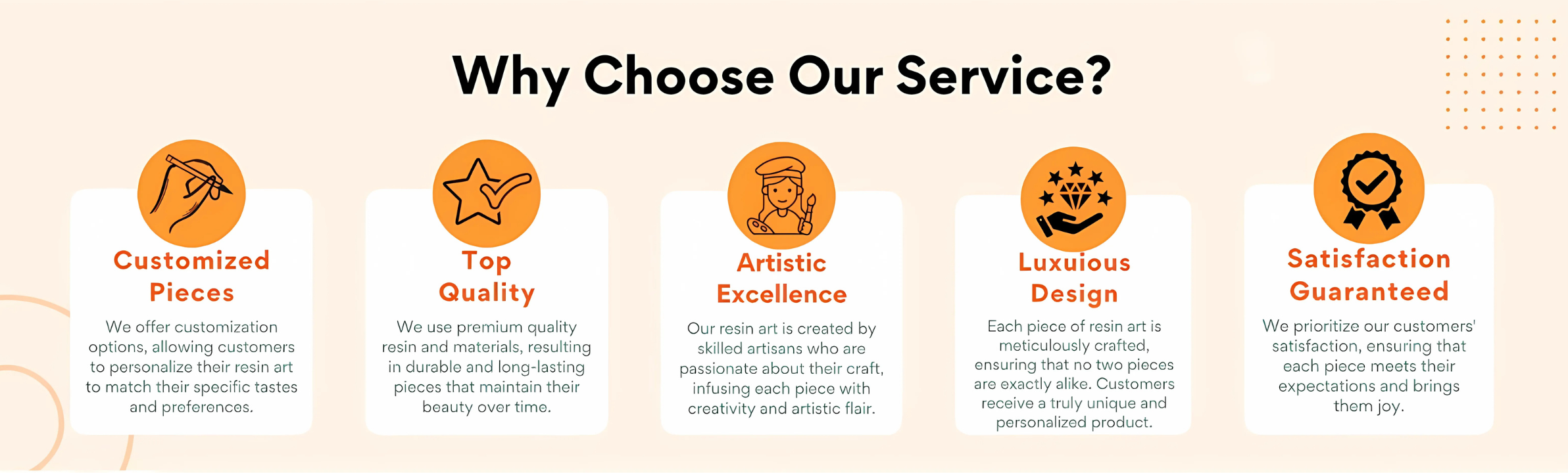 Promotional graphic highlighting reasons to choose a service with icons and text.